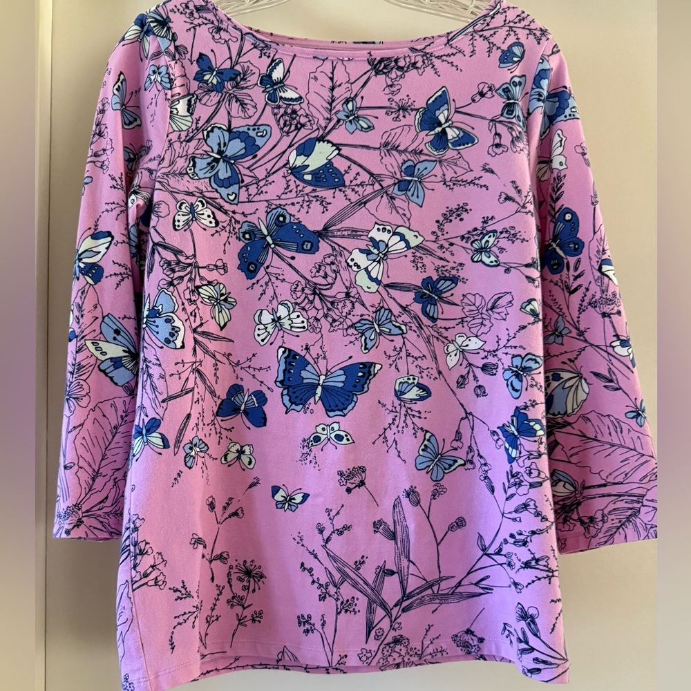 Talbots 3/4 Length Stretchy Boatneck Tee Size S